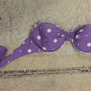 Purple Floral Print Strapless Bikini/Swim Top